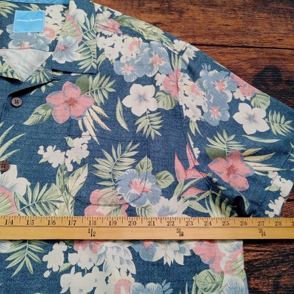 Tommy Bahama‎ 100% Silk Loop Collar Camp Shirt Men's XXL Floral Blue - Picture 7 of 9